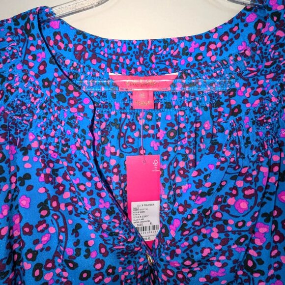 NWT Lilly Pulitzer Elsa Top Blue Flare Growl and Prowl Size XL - Picture 3 of 9